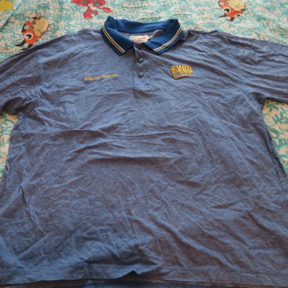 Fort Valley State University Wildcats NCAA Polo Blue Yellow Size 3XL FVSU Alumni